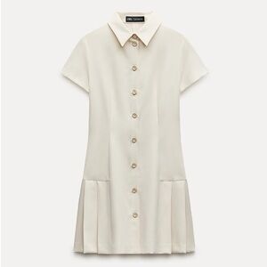 Zara Ecru Button-Up Mini Dress